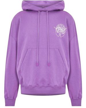 Off-White c/o Virgil Abloh Hand Arrow Cotton Oversized Fit Over The Head Hoodie - Purple