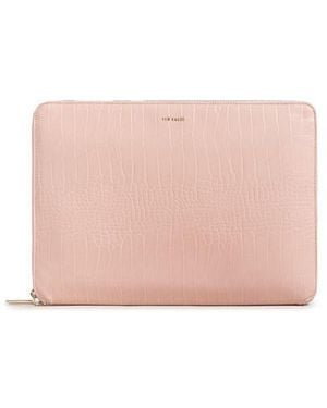 Ted Baker S Stila Croc 15 Inch Laptop Pouch Pl Pink One Size