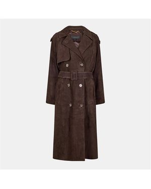 Donna Karan Suede Trench Coat - Brown