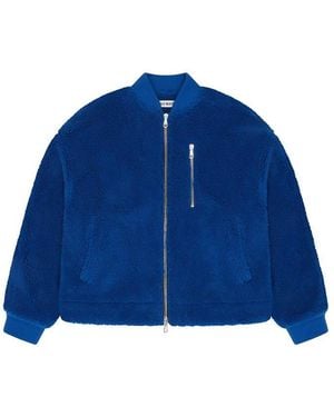 Cole Buxton Wool Long Sleeve Bomber Jacket - Blue