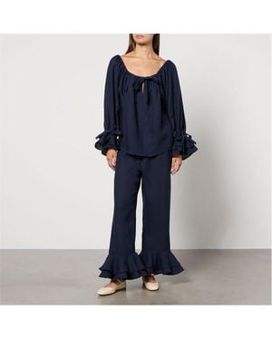 Sleeper Cha Cha Linen Lounge Set - Blue