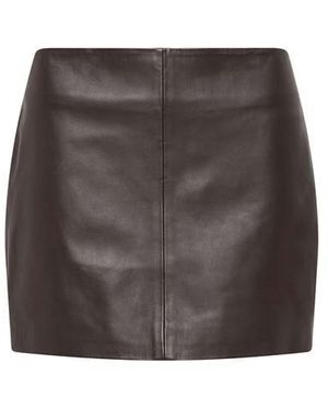 St. Agni Leather Mini Skirt - Grey