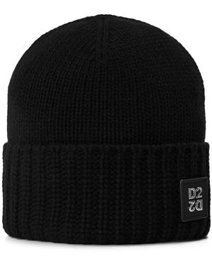 DSquared² Dsq D2 Patch Beanie Sn64 - Black