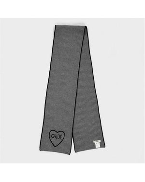 Chloé Encoeur Knitted Scarf - Grey