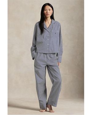 Polo Ralph Lauren Stripe Long Sleeve Pyjama Set - Grey