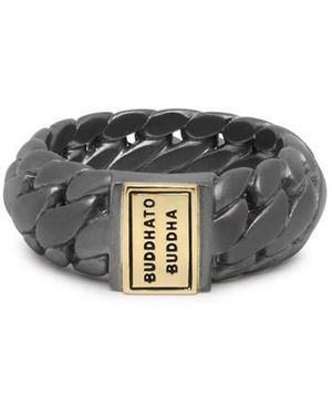 Buddha To Buddha Ben Small Ring Black Rhodium Gold - Metallic