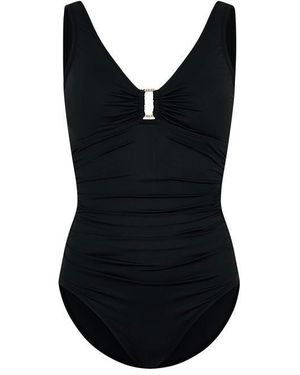 Ralph Lauren Ring Detail Plunge Swimsuit - Black