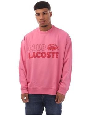 Lacoste Round Neck Loose Fit Vintage Print Sweatshirt - Pink