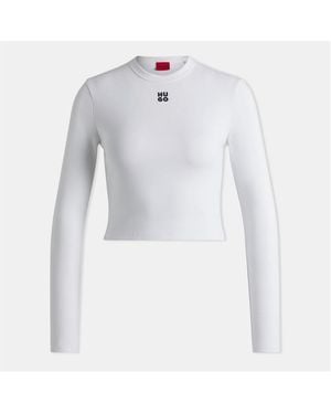 HUGO Long Sleeved Logo T-Shirt - White