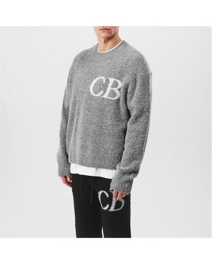 Cole Buxton Cb Logo Knit Jumper - Grey