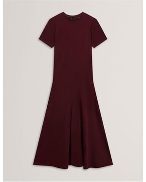 Ted Baker Mixed Midi Tea Dress - Red