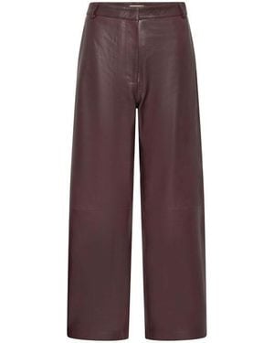 St. Agni Leather Wide Leg Trousers - Purple