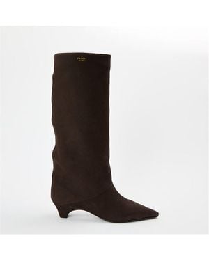 Prada Slouch Knee High Boots - Brown