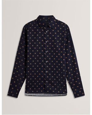 Ted Baker Floral Long-Sleeve Patterned Shirt - Blue
