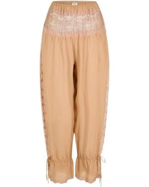 Saint Laurent Cuffed Trousers - Natural
