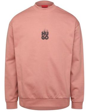 HUGO Durungu Smoke Logo Crewneck Sweatshirt - Pink