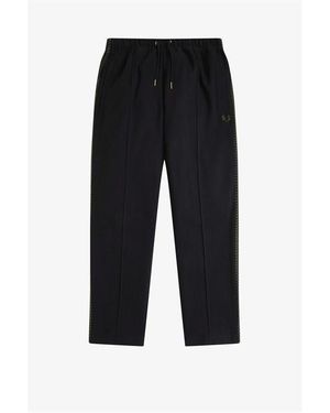 Fred Perry Side Tape Woven Open Hem Tracksuit Joggers - Black