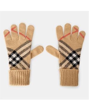 Burberry Adults Burb Check Fleece Gloves - Metallic