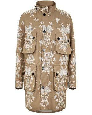 Giambattista Valli Floral Embroidered Long Sleeve Parka - Natural