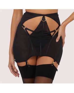 Wolf & Whistle Emilia Mesh Cut Out Double Ring Girdle - Black