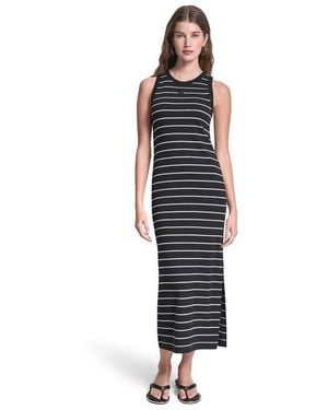 DKNY Jeans Striped Rib Tank Maxi Dress - Black