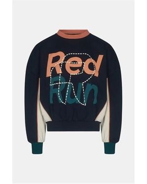 Red Run Crew Graphic Jumper - Blue