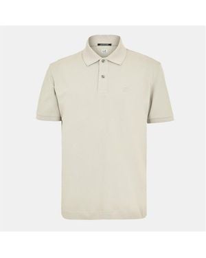 CP COMPANY METROPOLIS Tipped Short Sleeve Polo Shirt - Natural