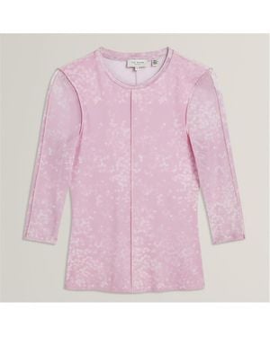 Ted Baker Mesh Print Top - Pink