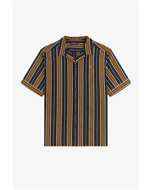 Fred Perry Patterned Short Sleeve Shirt - Black