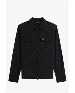 Fred Perry Long Sleeve Zip Overshirt - Black