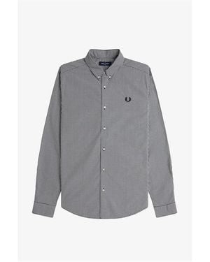 Fred Perry Long Sleeve Patterned Shirt - Grey