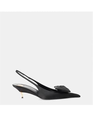 Saint Laurent Satin Dakota Slingback Court Shoes 50 - Black