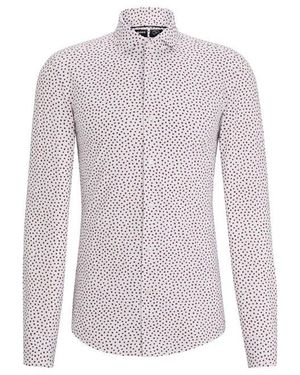BOSS P Hank Spread Long Sleeve Oxford Shirt - Purple