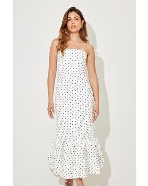 Odd Muse Ultimate Muse Strapless Peplum Hem Midi Dress - White