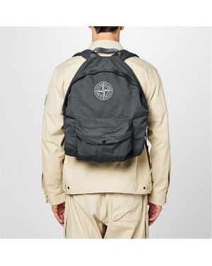 Stone Island Garment-Dyed Nylon Backpack With Compass Logo - Blue