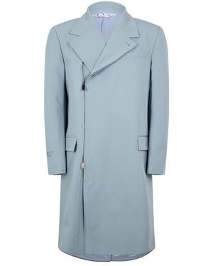 Off-White c/o Virgil Abloh Embroidered Double Wool Skate Zip Coat - Blue