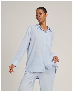 Nudea Midi Shirt Organic Cotton Gauze - Blue