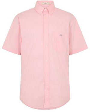 GANT Classic Poplin Short Sleeve Shirt - Pink