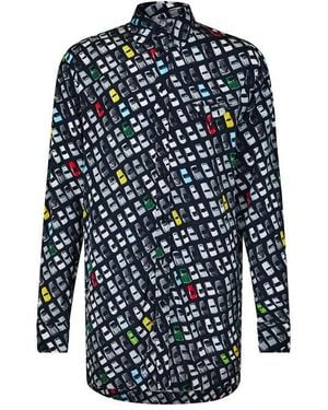 Bottega Veneta Patterned Long Sleeve Shirt - Blue