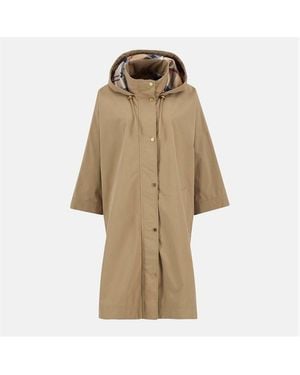 Barbour Everlee Showerproof Hooded Long Sleeve Knee Length Rain Anorak - Natural