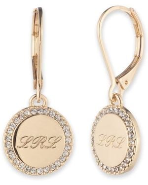 Ralph Lauren Lauren Crystal Logo Drop Earrings - Natural
