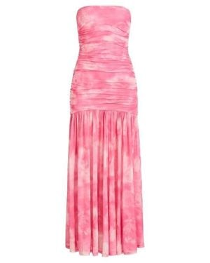 Bardot Solana Strapless Tie Dye Ruched Maxi Dress - Pink