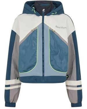 Red Run Hooded Nylon Track Jacket - Blue