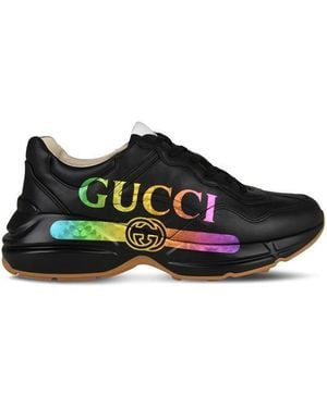 Gucci Rhyton Leather Trainers - Black