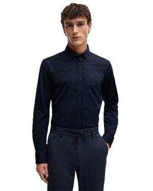 BOSS Joe Long Sleeve Oxford Shirt - Blue