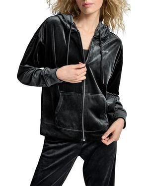 DKNY Sport Velour Full Zip Hoodie - Black