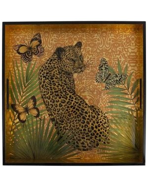 LES OTTOMANS Leopard Tray - Green