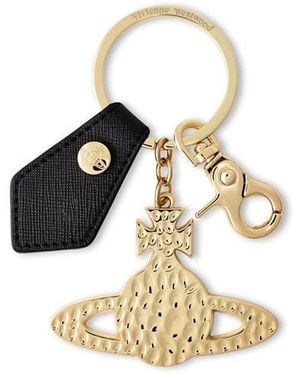 Vivienne Westwood Hammered Orb Key Ring - Black