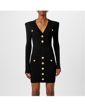 Balmain Knitted Button Dress - Black