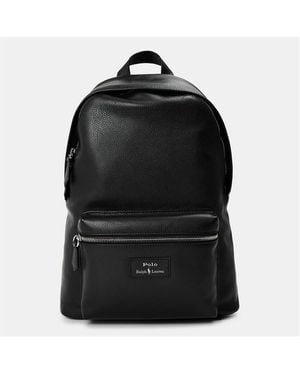 Polo Ralph Lauren Pebble Leather Dome Backpacks - Black